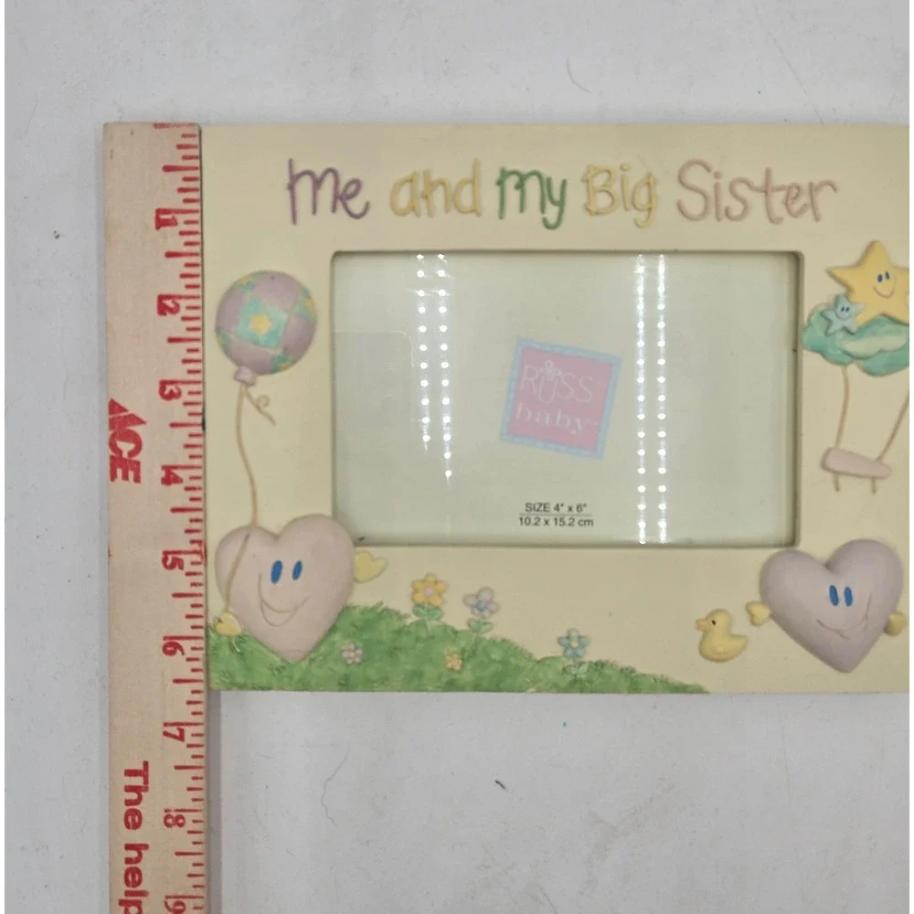 Russ Baby Me and My Big Sister Photo Frame 4x6 Resin Hand Painted Pastel 24361